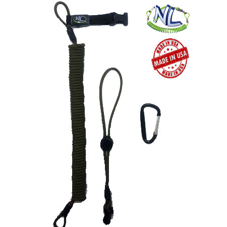 Rod Leash/Paddle leash with quick disconnect strap Olive