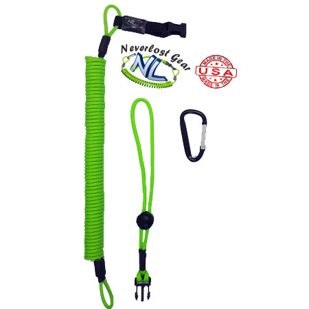 Rod Leash/Paddle leash with quick disconnect strap Neon Green